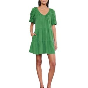 Velvet by Graham & Spencer Helena Green Cotton Gauze Mini Dress Size XL